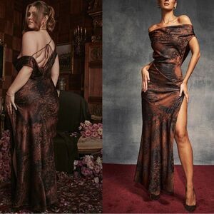 COPY - MWT HOUSE OF CB 'Alaina' Antique Copper Bias Cut Maxi dress Size XS